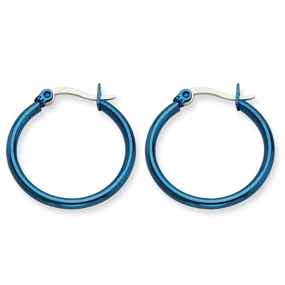 Blue IP plated 26mm Hoop Earrings - Stainless Steel SRE424