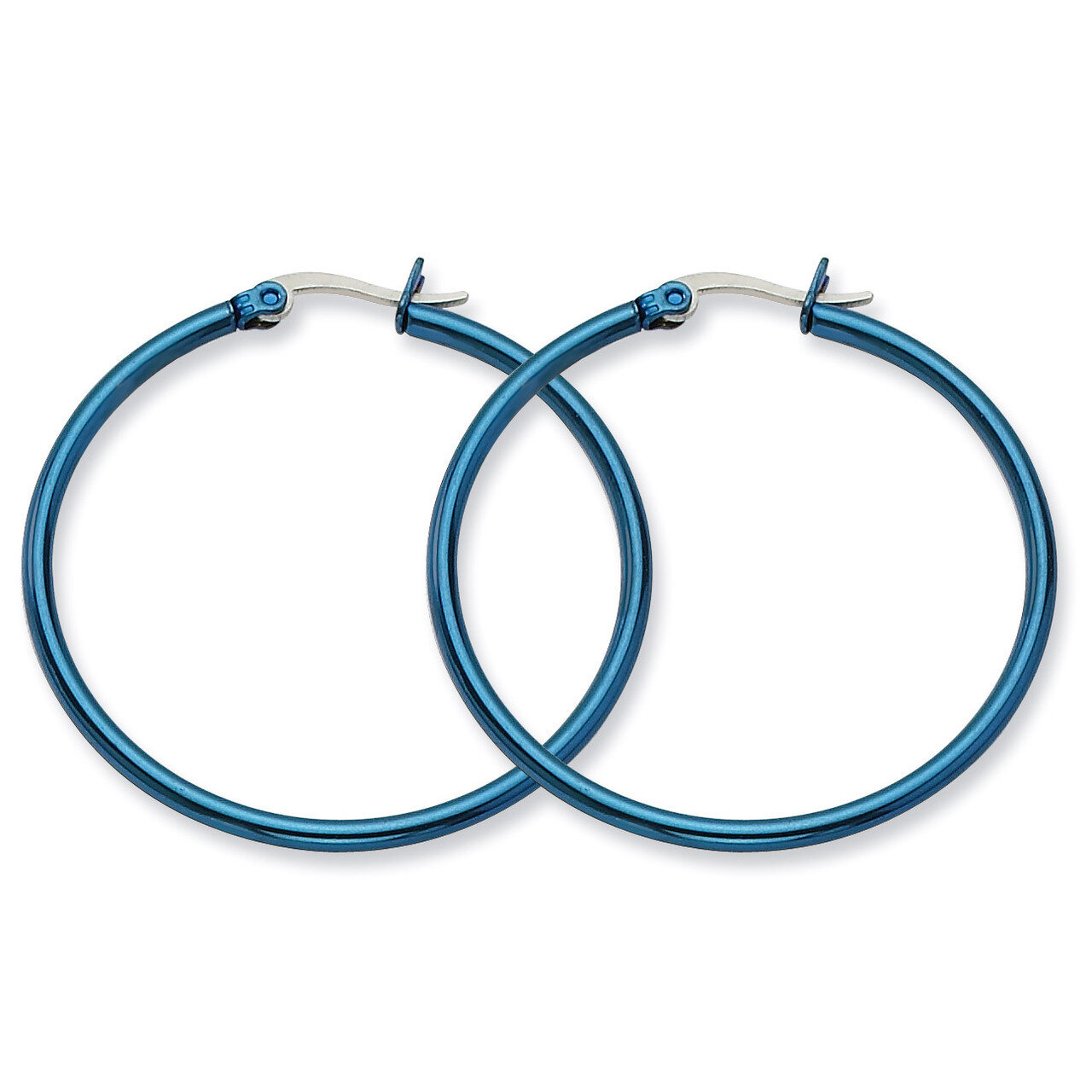 Blue IP plated 42mm Hoop Earrings - Stainless Steel SRE426 by Chisel, MPN: SRE426, 886774039510