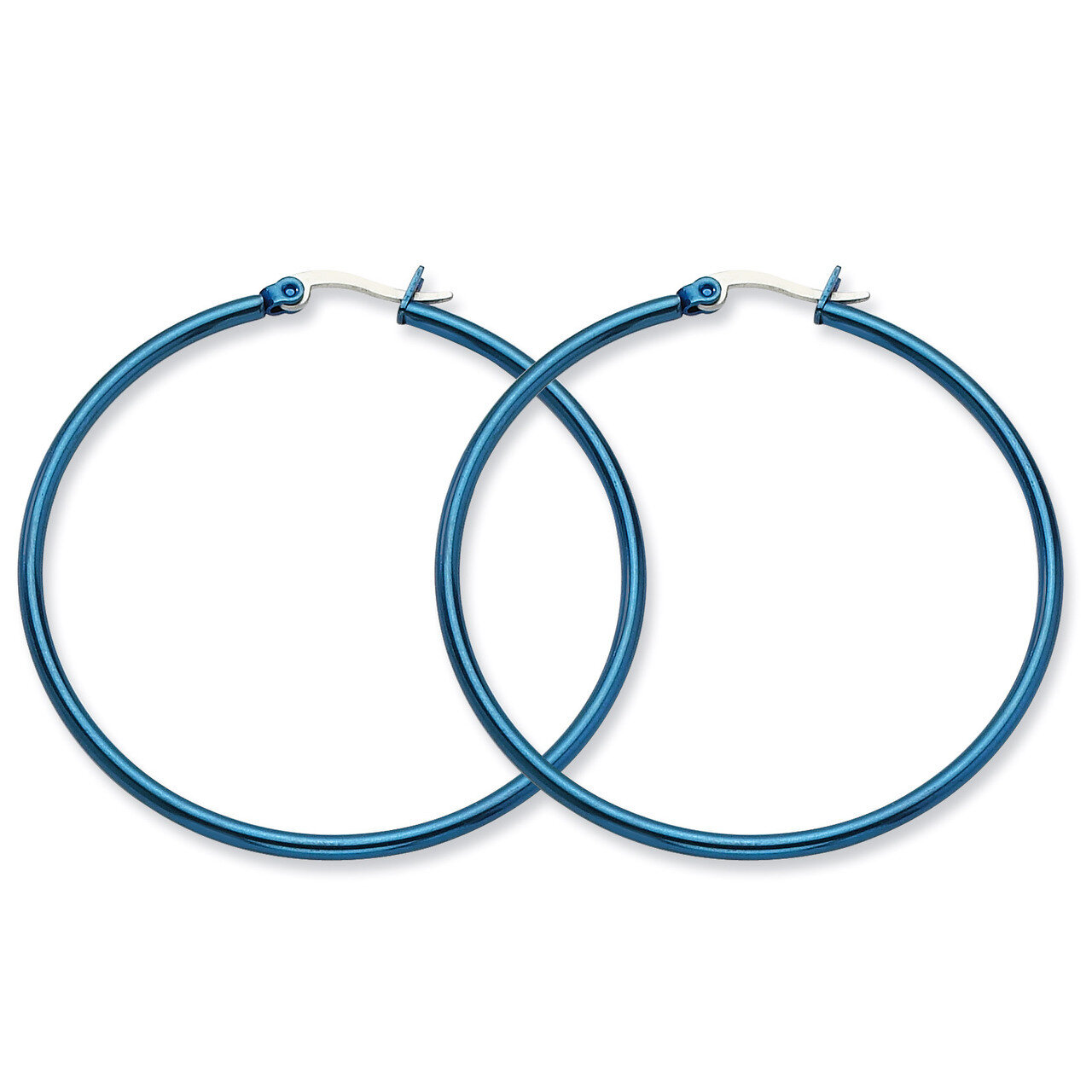 Blue IP plated 49.5mm Hoop Earrings - Stainless Steel SRE427