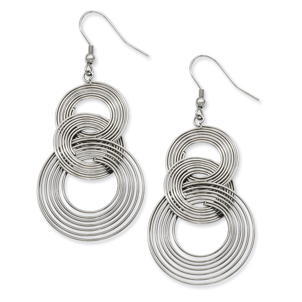 Multiple Circle Dangle Earrings - Stainless Steel SRE497 by Chisel, MPN: SRE497, 883957582207