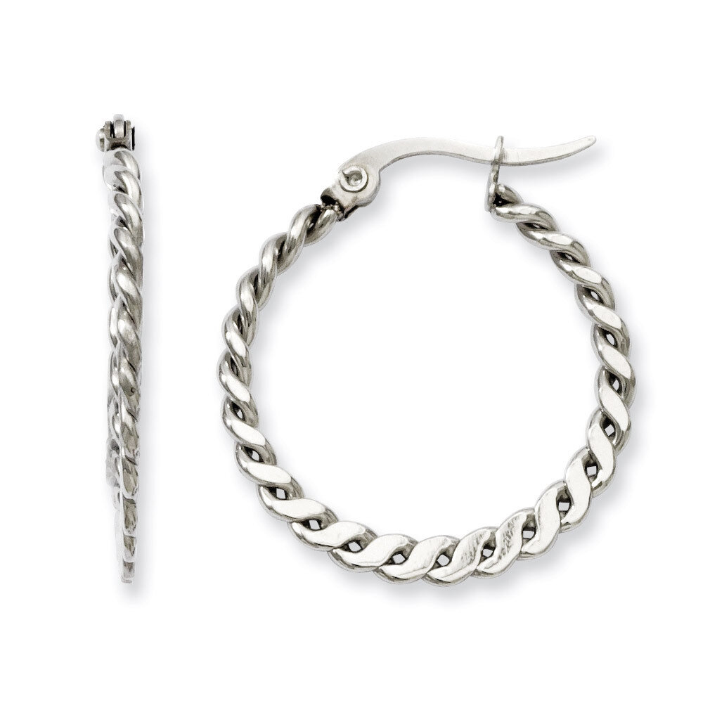 23mm Textured Hoop Earrings - Stainless Steel SRE502 by Chisel, MPN: SRE502, 883957584645