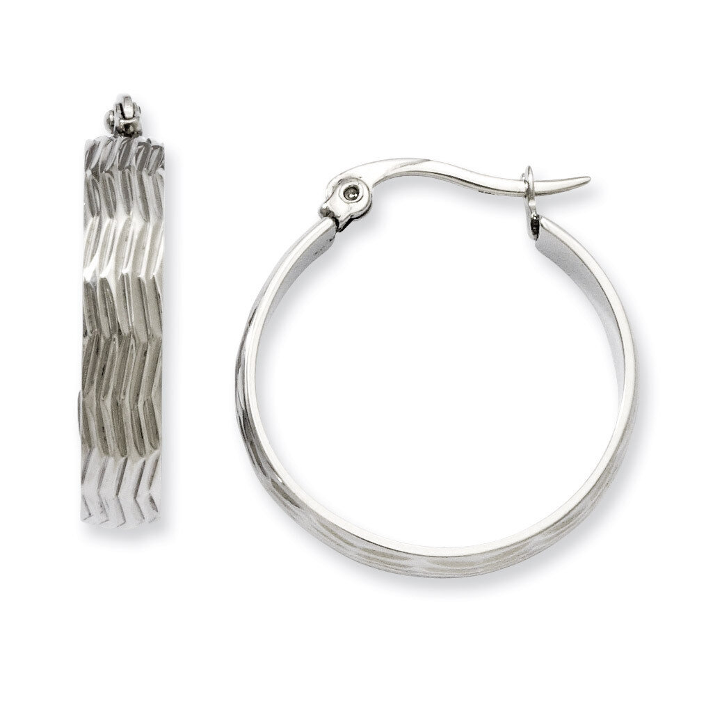 Textured Hoop Earrings - Stainless Steel SRE512