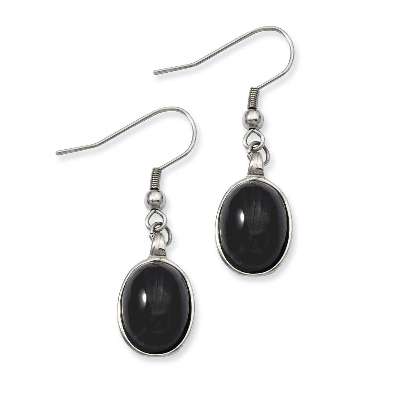 Black Agate Earrings - Stainless Steel SRE526