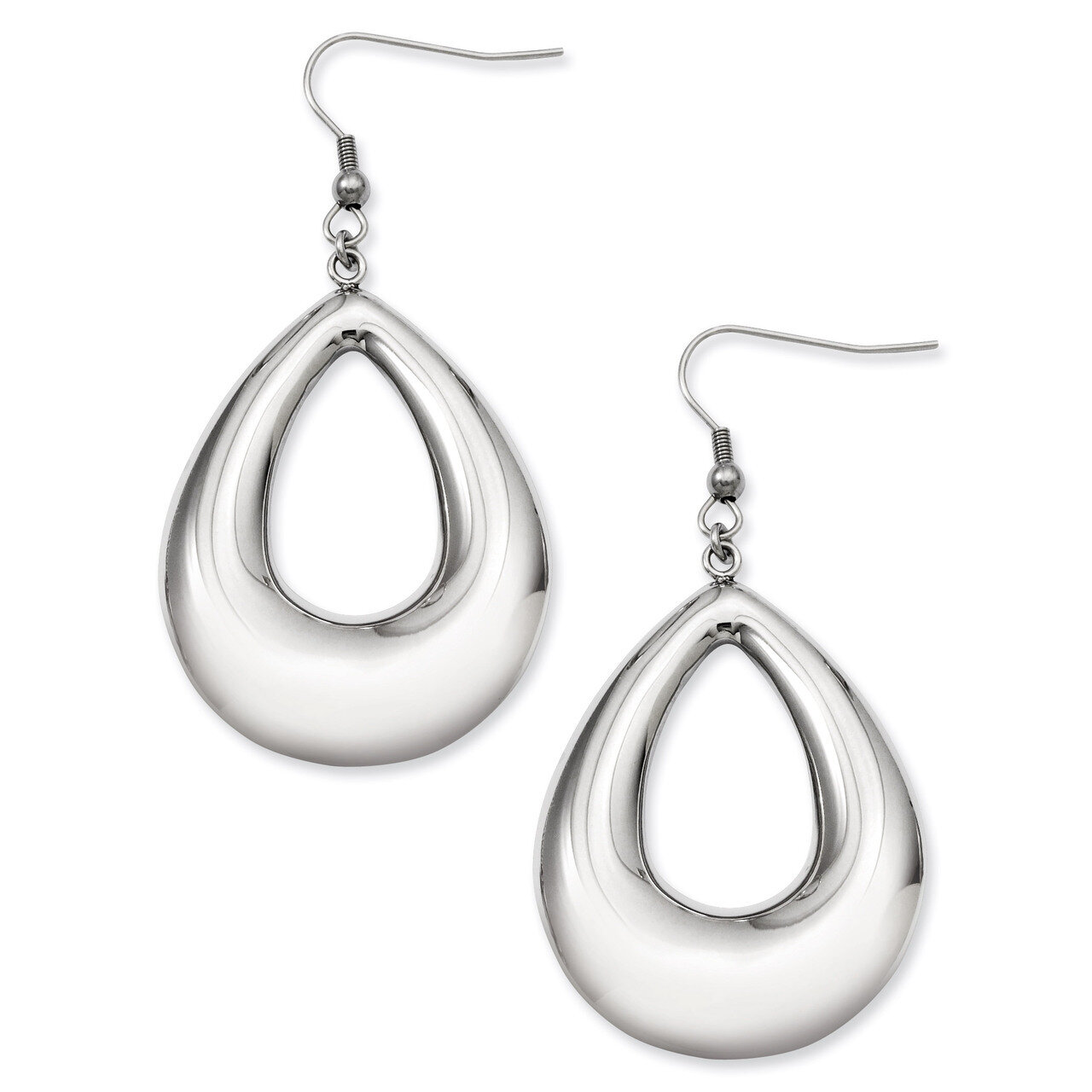 Hollow Teardrop Dangle Earrings - Stainless Steel SRE530 by Chisel, MPN: SRE530, 883957019666