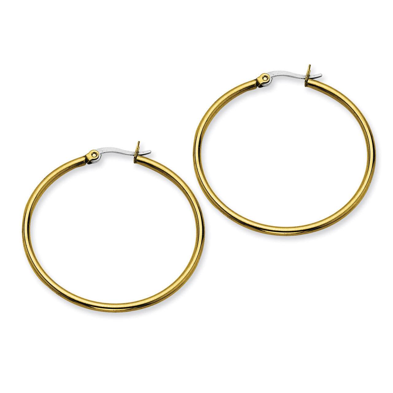 Gold IP plated 40mm Hoop Earrings - Stainless Steel SRE561