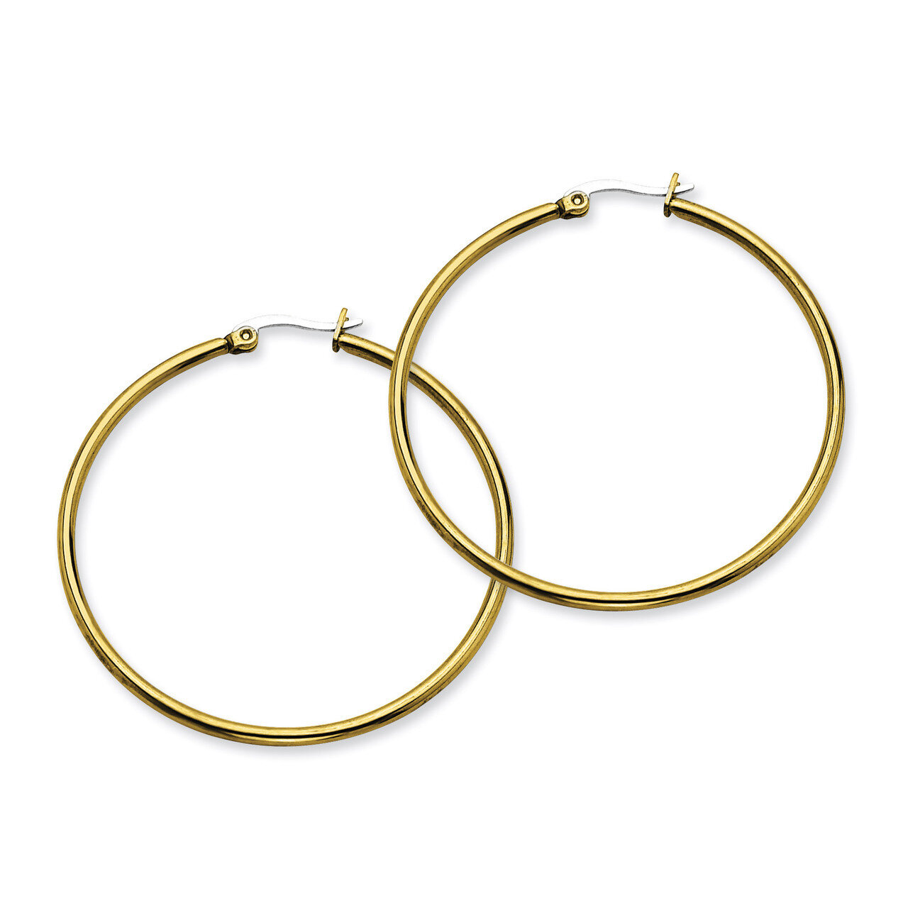 Gold IP plated 48mm Hoop Earrings - Stainless Steel SRE562 by Chisel, MPN: SRE562, 191101499128