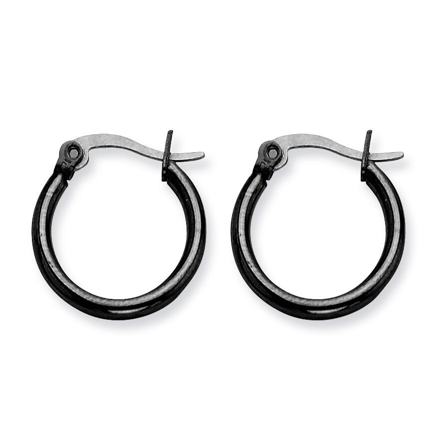 Black IP plated 19mm Hoop Earrings - Stainless Steel SRE565