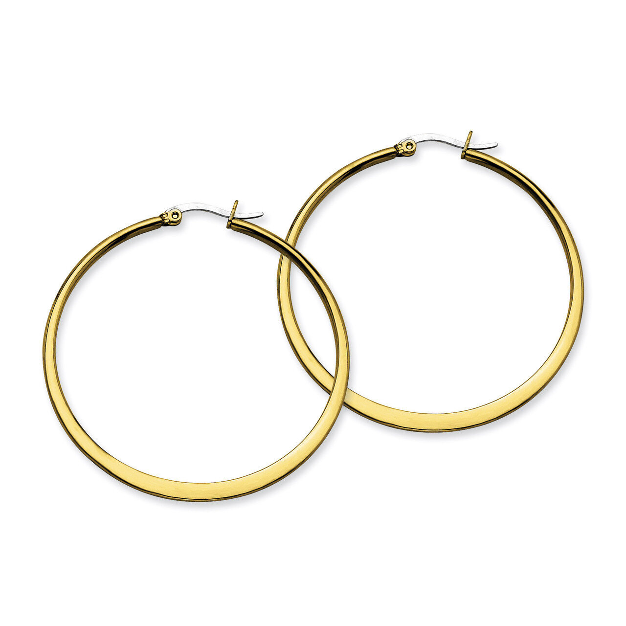 Gold IP plated Tapered 50mm Hoop Earrings - Stainless Steel SRE574