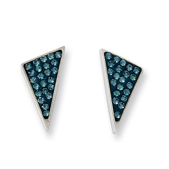 Blue Crystal Triangles Post Earrings - Stainless Steel SRE584 by Chisel, MPN: SRE584, 886774261508