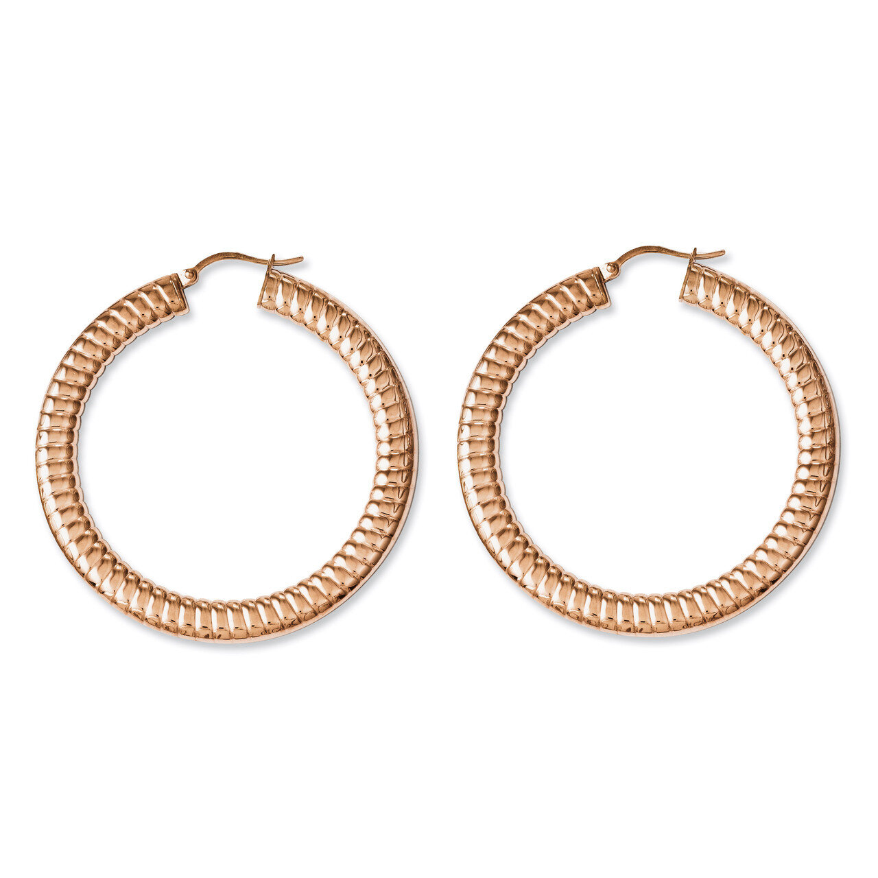 Pink IP-plated Textured Hollow Hoop Earrings - Stainless Steel SRE614 by Chisel, MPN: SRE614, 19110…