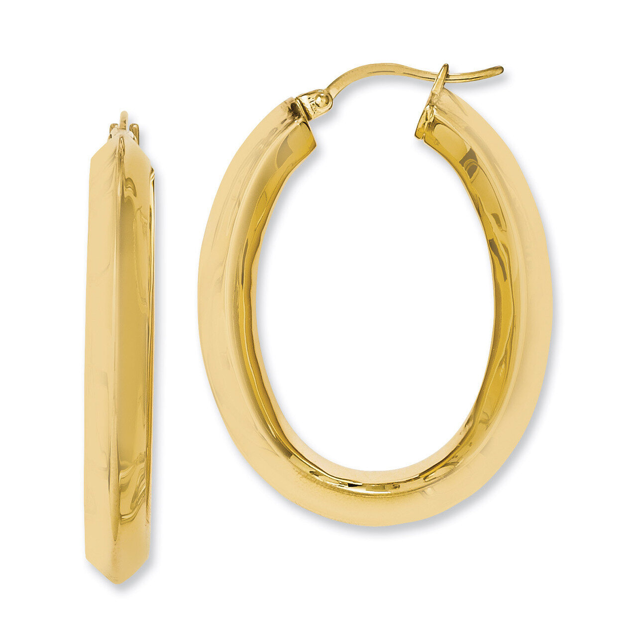 Yellow IP-plated Knife Edge Hollow Oval Hoop Earrings - Stainless Steel SRE635 by Chisel, MPN: SRE6…