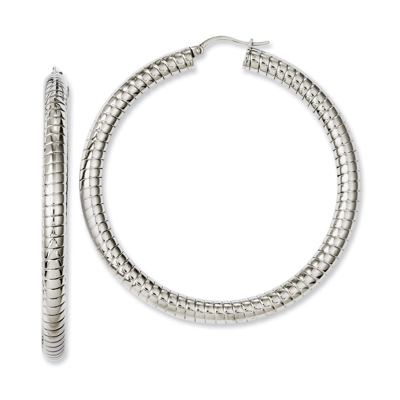 Textured Hollow Hoop Earrings - Stainless Steel SRE644 by Chisel, MPN: SRE644, 191101073267