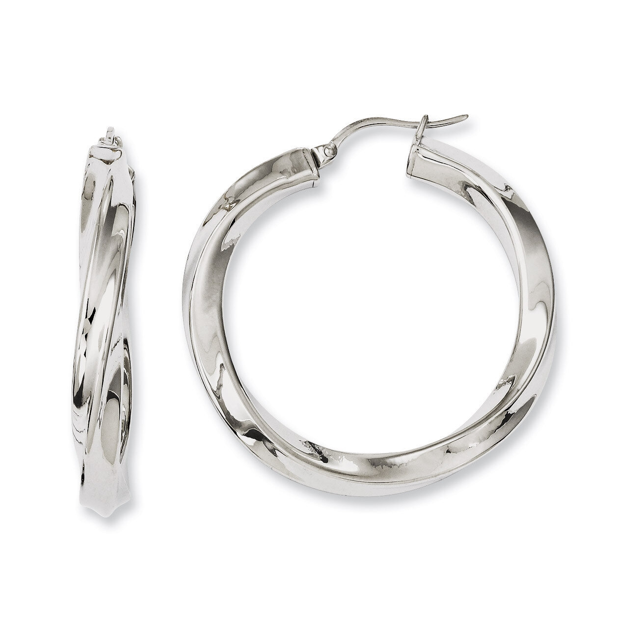Twisted Polished Hollow Hoop Earrings - Stainless Steel SRE646