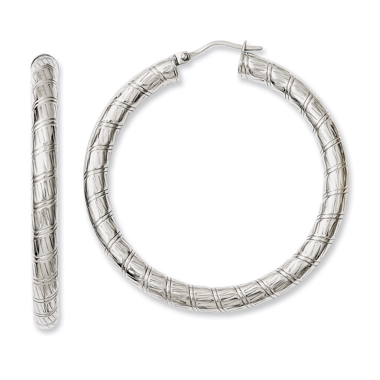Textured Hollow Hoop Earrings - Stainless Steel SRE652 by Chisel, MPN: SRE652, 191101075902