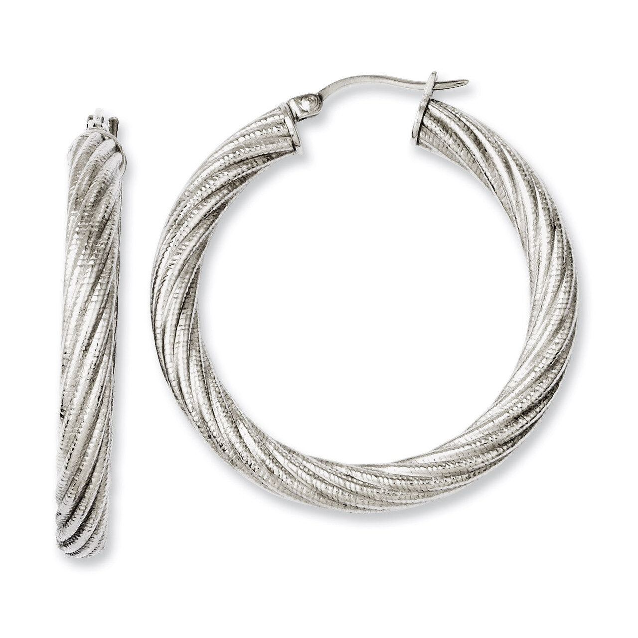 Textured Hollow Hoop Earrings - Stainless Steel SRE656 by Chisel, MPN: SRE656, 191101192739