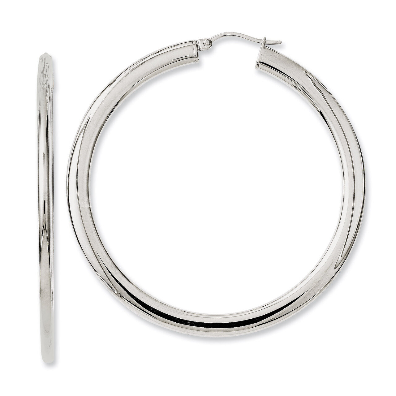 Polished Hollow Hoop Earrings - Stainless Steel SRE657