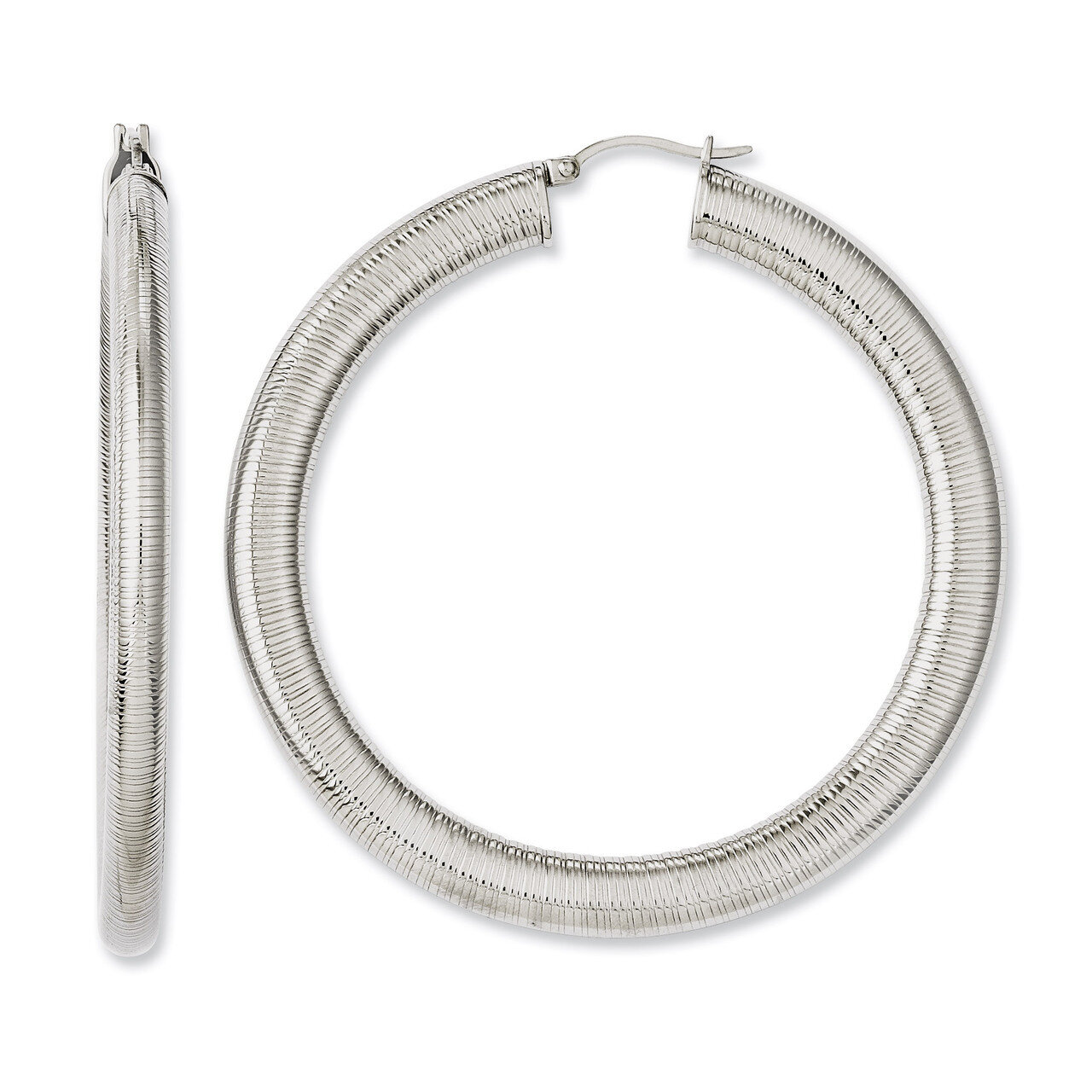 Textured Hollow Hoop Earrings - Stainless Steel SRE659 by Chisel, MPN: SRE659, 191101075957