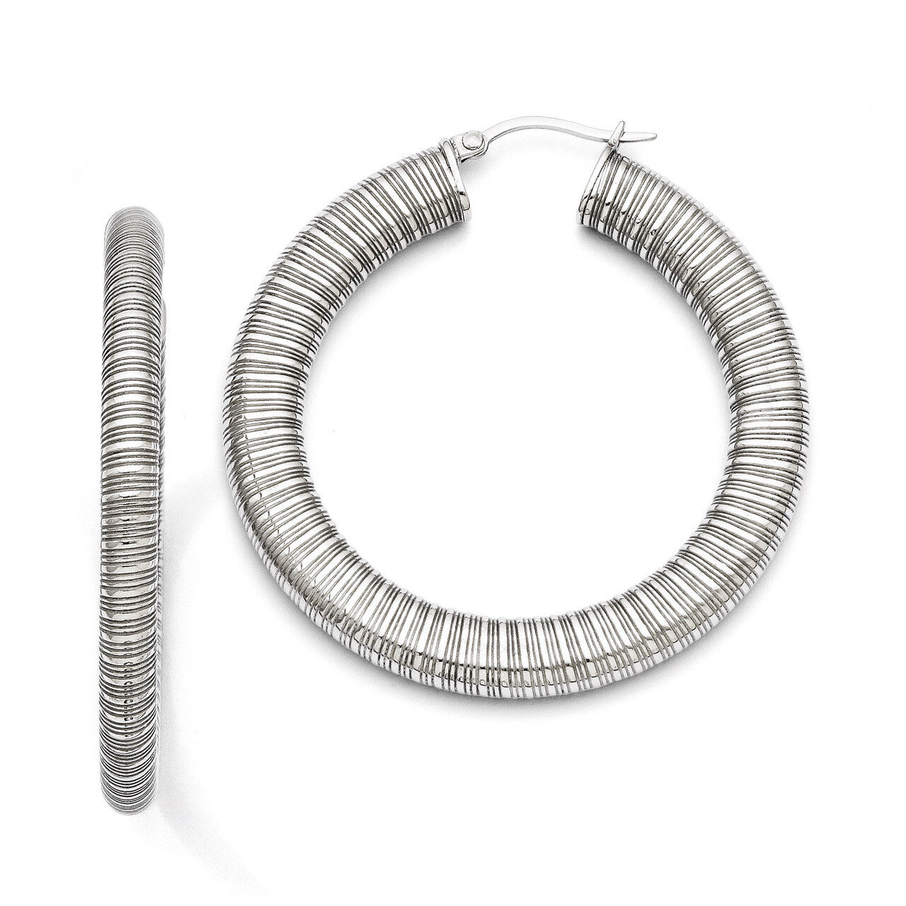 Textured Hollow Hoop Earrings - Stainless Steel SRE672 by Chisel, MPN: SRE672, 886774263199