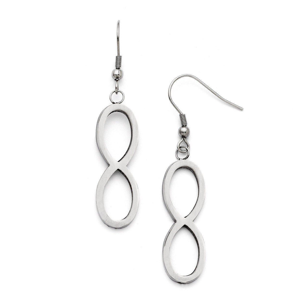 Brushed Polished Dangle Infinity Earrings - Stainless Steel SRE697 by Chisel, MPN: SRE697, 19110164…