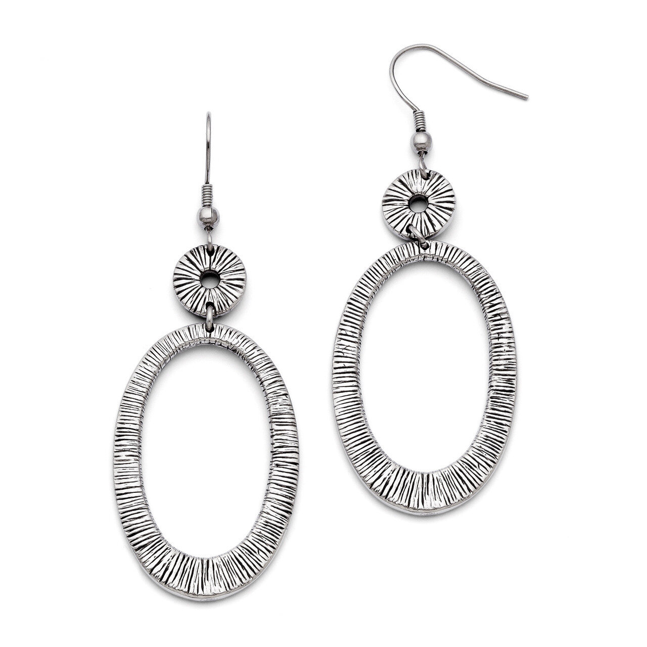 Antiqued Shepherd Hook Dangle Earrings - Stainless Steel SRE706 by Chisel, MPN: SRE706, 886774262499