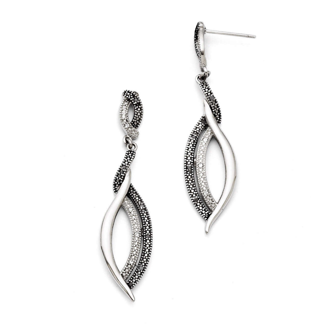 Antiqued Synthetic Diamond Post Dangle Earrings - Stainless Steel SRE707 by Chisel, MPN: SRE707, 88…