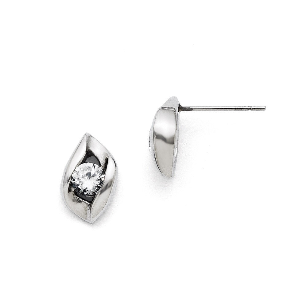 Synthetic Diamond Polished Post Earrings - Stainless Steel SRE719