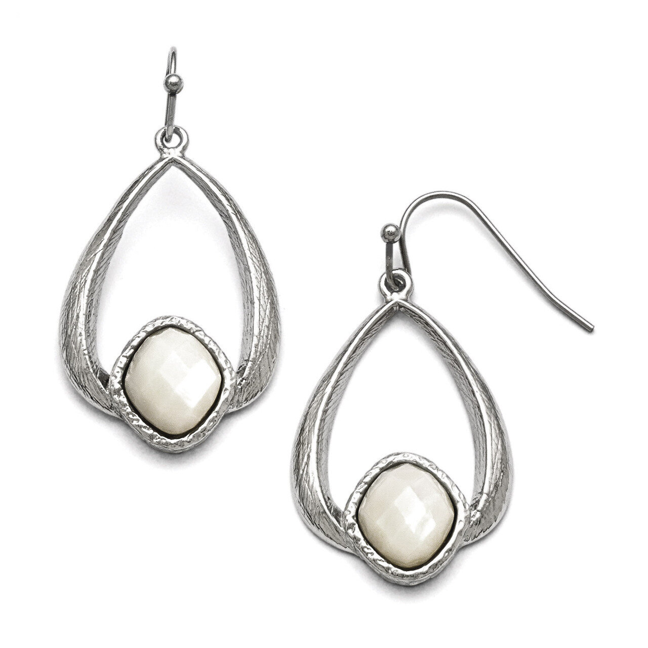 Polished Textured Mother of Pearl Earrings - Stainless Steel SRE756 by Chisel, MPN: SRE756, 1911013…