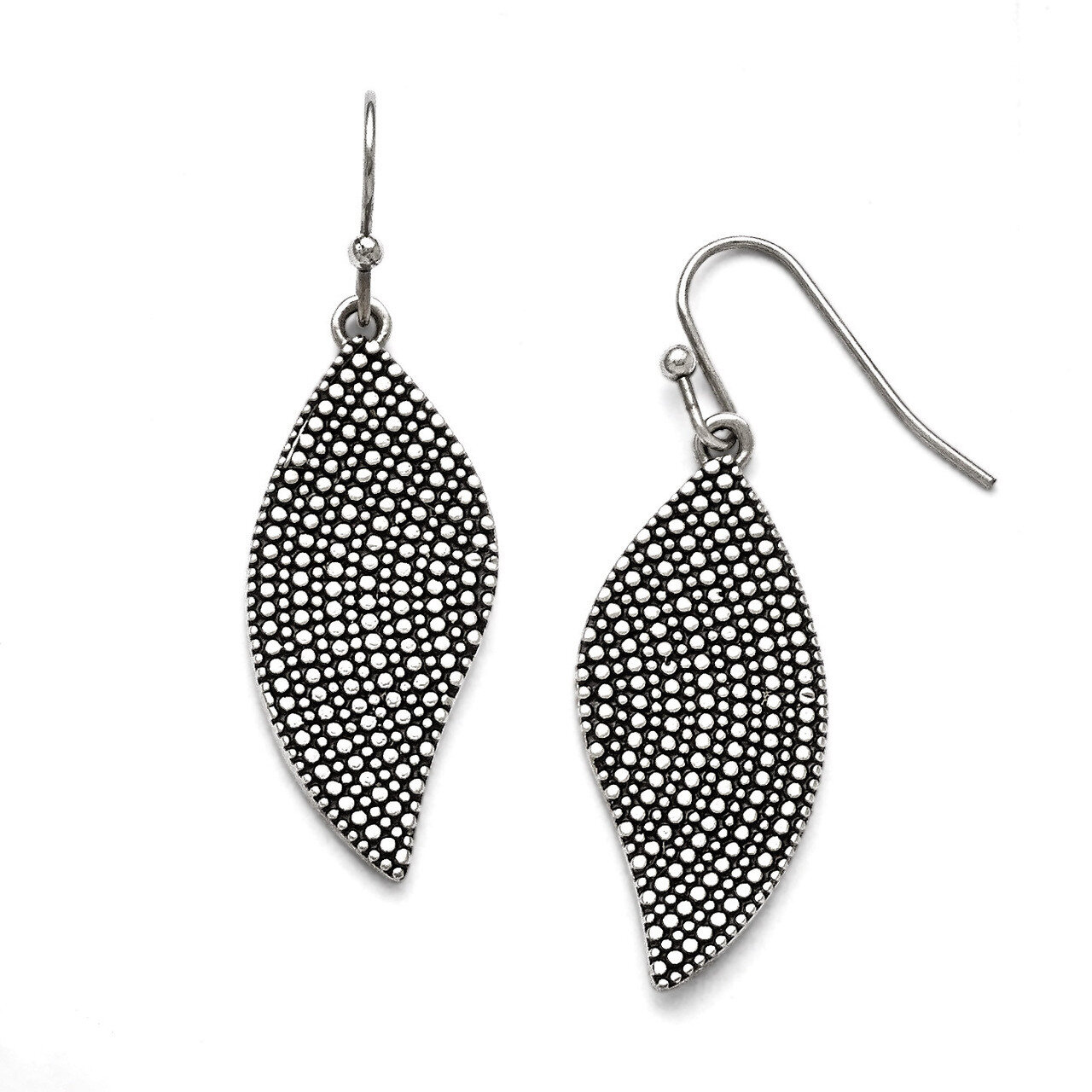 Polished Antiqued Wing Earrings - Stainless Steel SRE764 by Chisel, MPN: SRE764, 191101383557