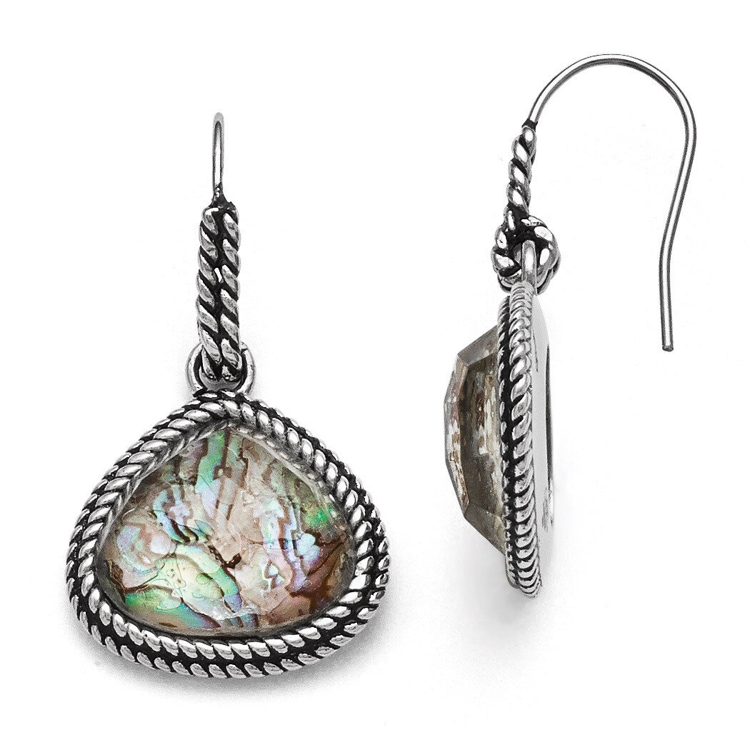 Polished Antiqued Synthetic Abalone Earrings - Stainless Steel SRE769 by Chisel, MPN: SRE769, 19110…