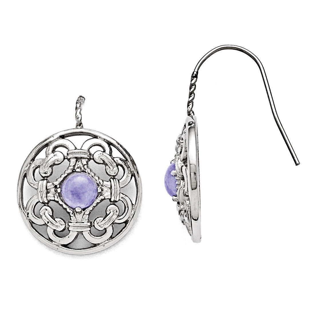 Polished Synthetic Purple Calcedony Earrings - Stainless Steel SRE778 by Chisel, MPN: SRE778, 19110…