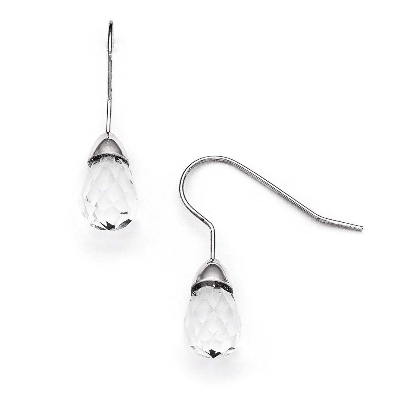 Polished Glass Shepherd Hook Earrings - Stainless Steel SRE881