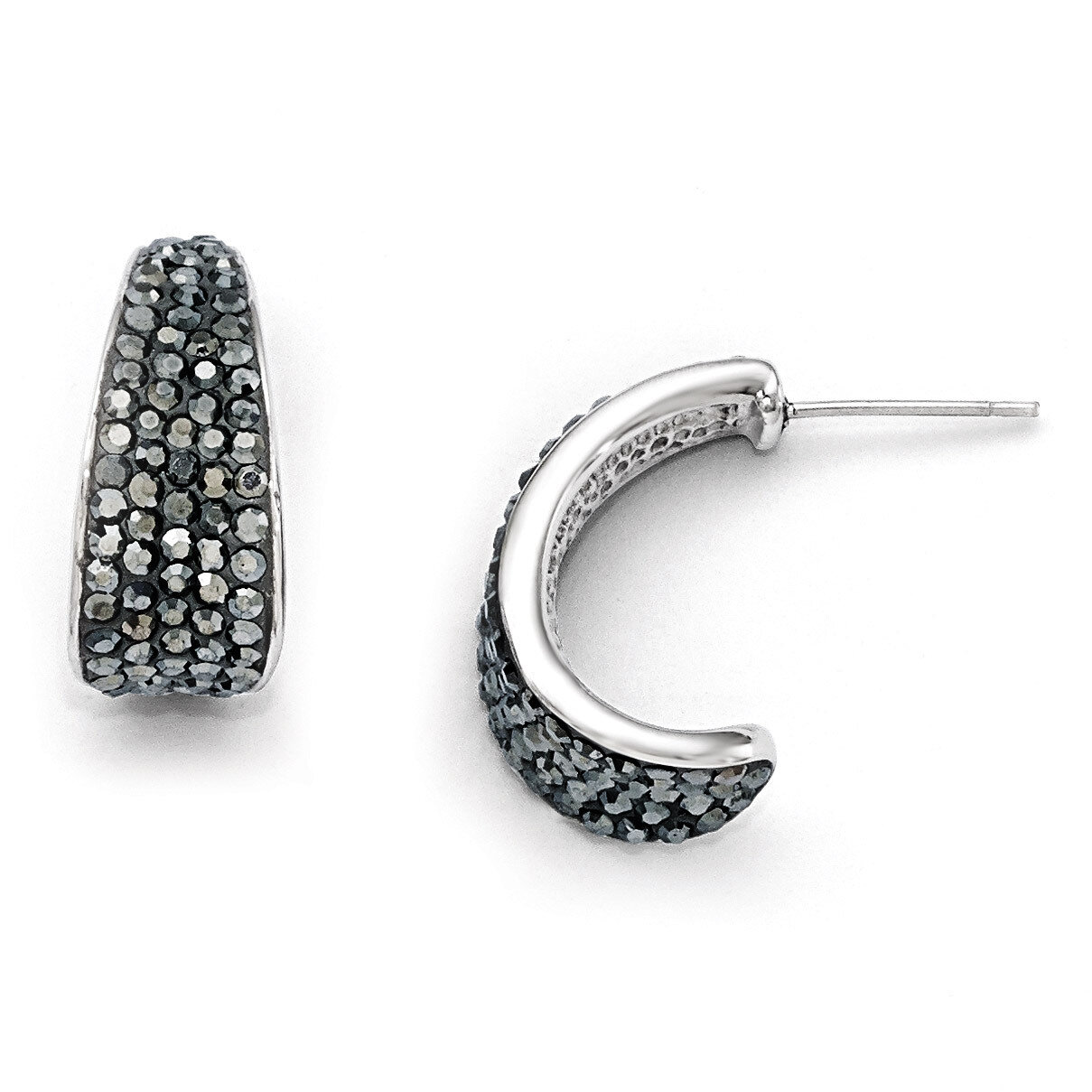 Polished Crystal Post Earrings - Stainless Steel SRE884 by Chisel, MPN: SRE884, 886774965505