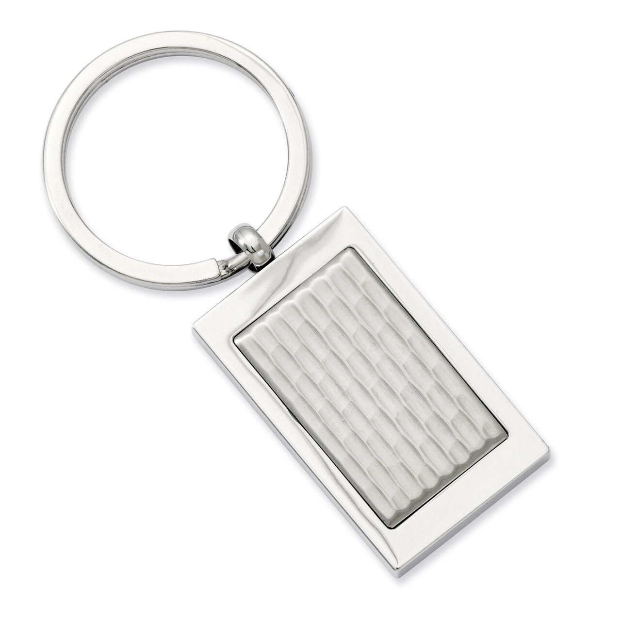 Polished and Textured Key Ring - Stainless Steel SRK127