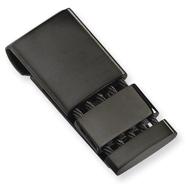 Brushed and Polished Black IP-plated Money Clip - Stainless Steel SRM104