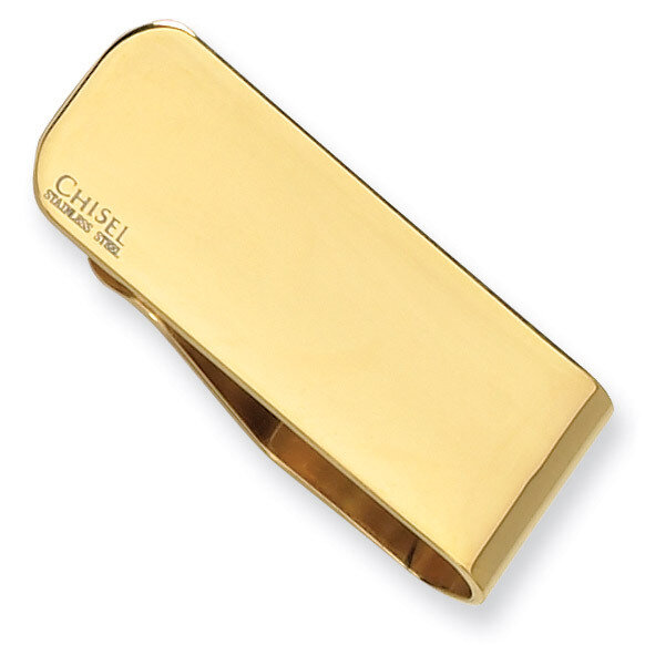 Polished Yellow IP-plated Money Clip - Stainless Steel SRM116 by Chisel, MPN: SRM116, 883957747835