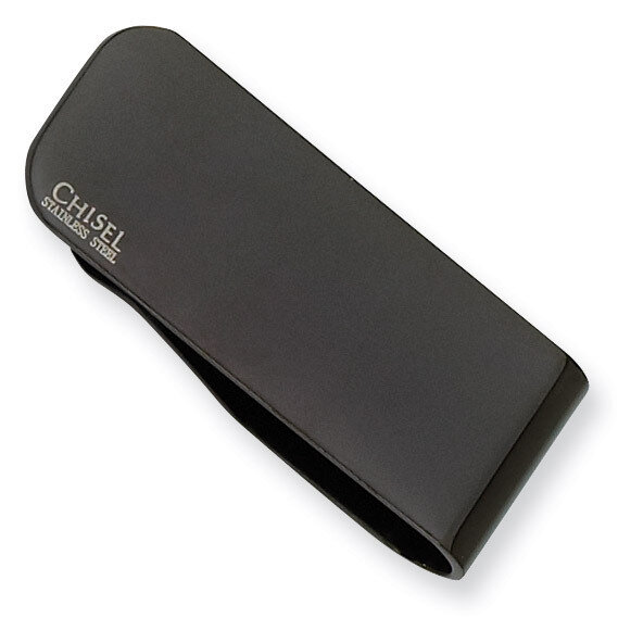Polished Black IP-plated Money Clip - Stainless Steel SRM117 by Chisel, MPN: SRM117, 883957747842