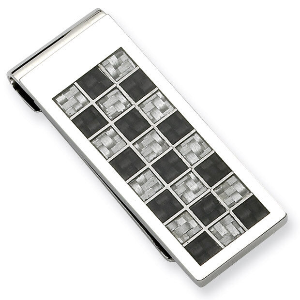 Polished Black and Grey Carbon Fiber Money Clip - Stainless Steel SRM134 by Chisel, MPN: SRM134, 88…