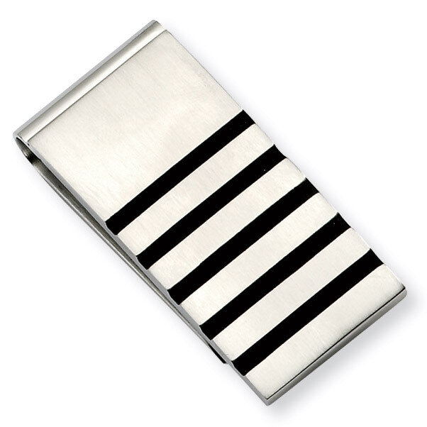 Brushed with Rubber Accents Money Clip - Stainless Steel SRM135 by Chisel, MPN: SRM135, 886774039633