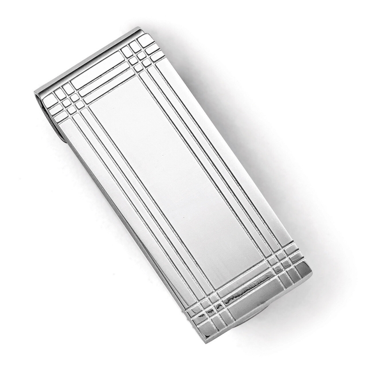 Polished and Grooved Money Clip - Stainless Steel SRM161