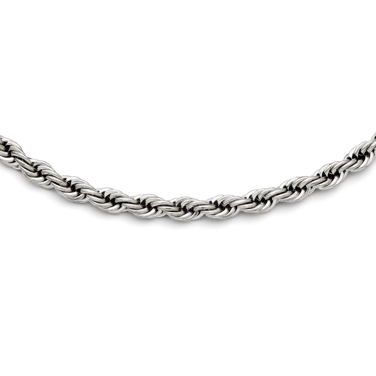 Polished 7mm Rope Necklace - Stainless Steel SRN1244