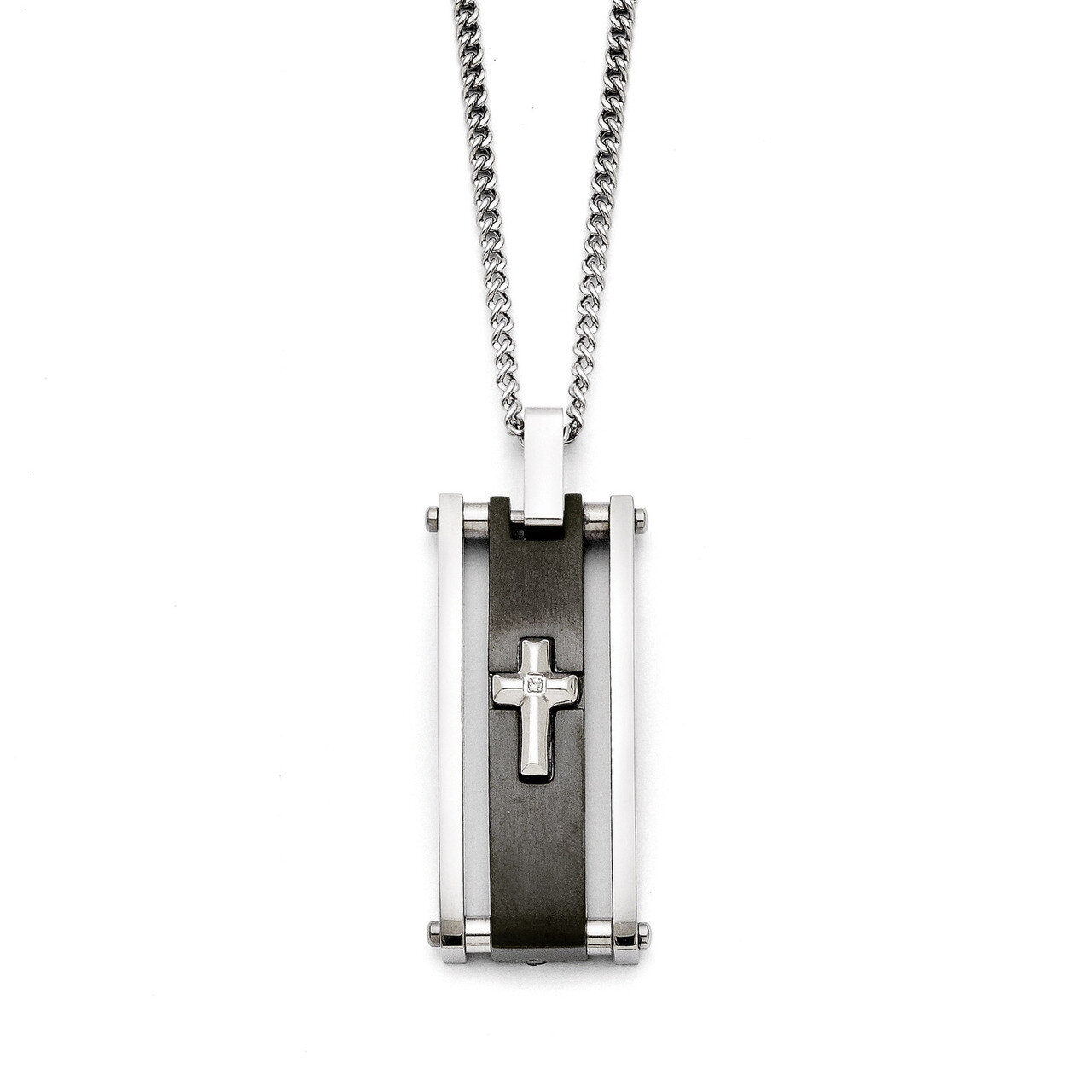 Cross Black IP-plated Polished Necklace - Stainless Steel SRN1359 by Chisel, MPN: SRN1359, 88677426…