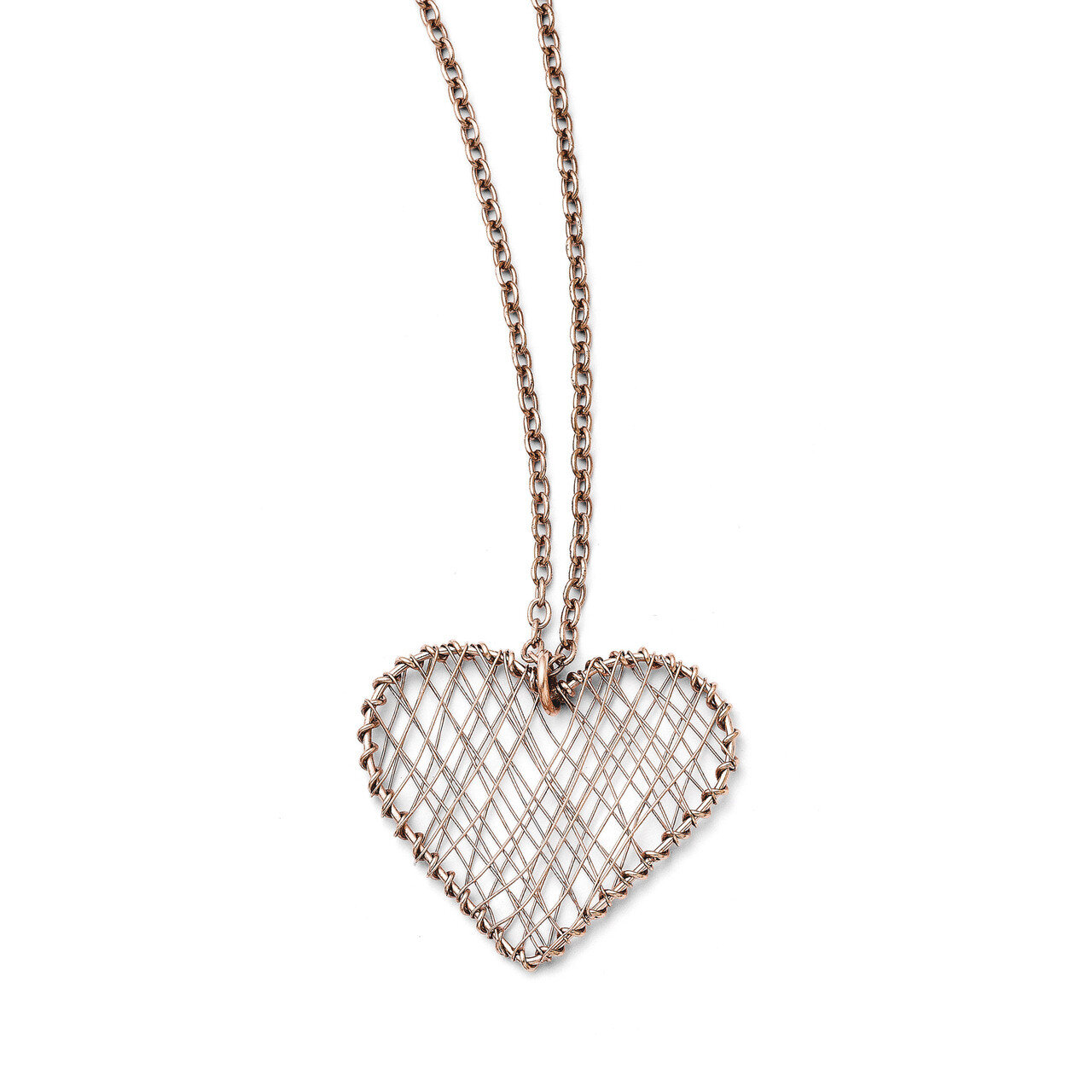 Wired Pink IP-plated Heart Polished Necklace - Stainless Steel SRN1416 by Chisel, MPN: SRN1416, 191…