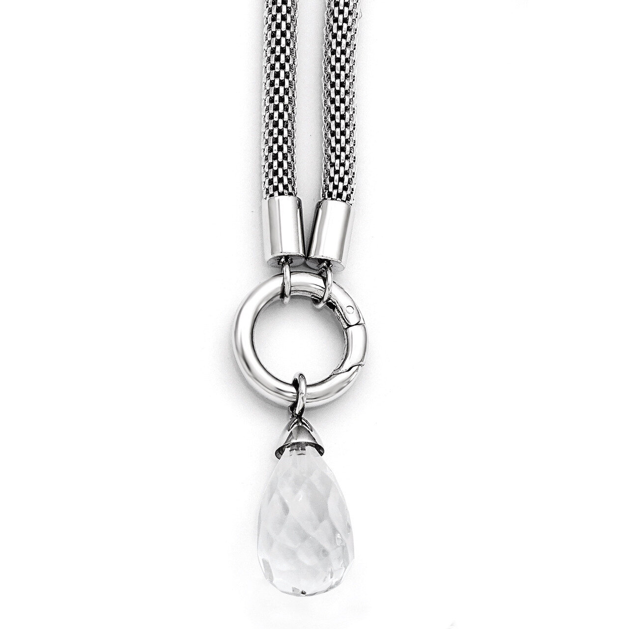 Polished Interchangeable Glass Charm Necklace - Stainless Steel SRN1773-16.5 by Chisel, MPN: SRN177…