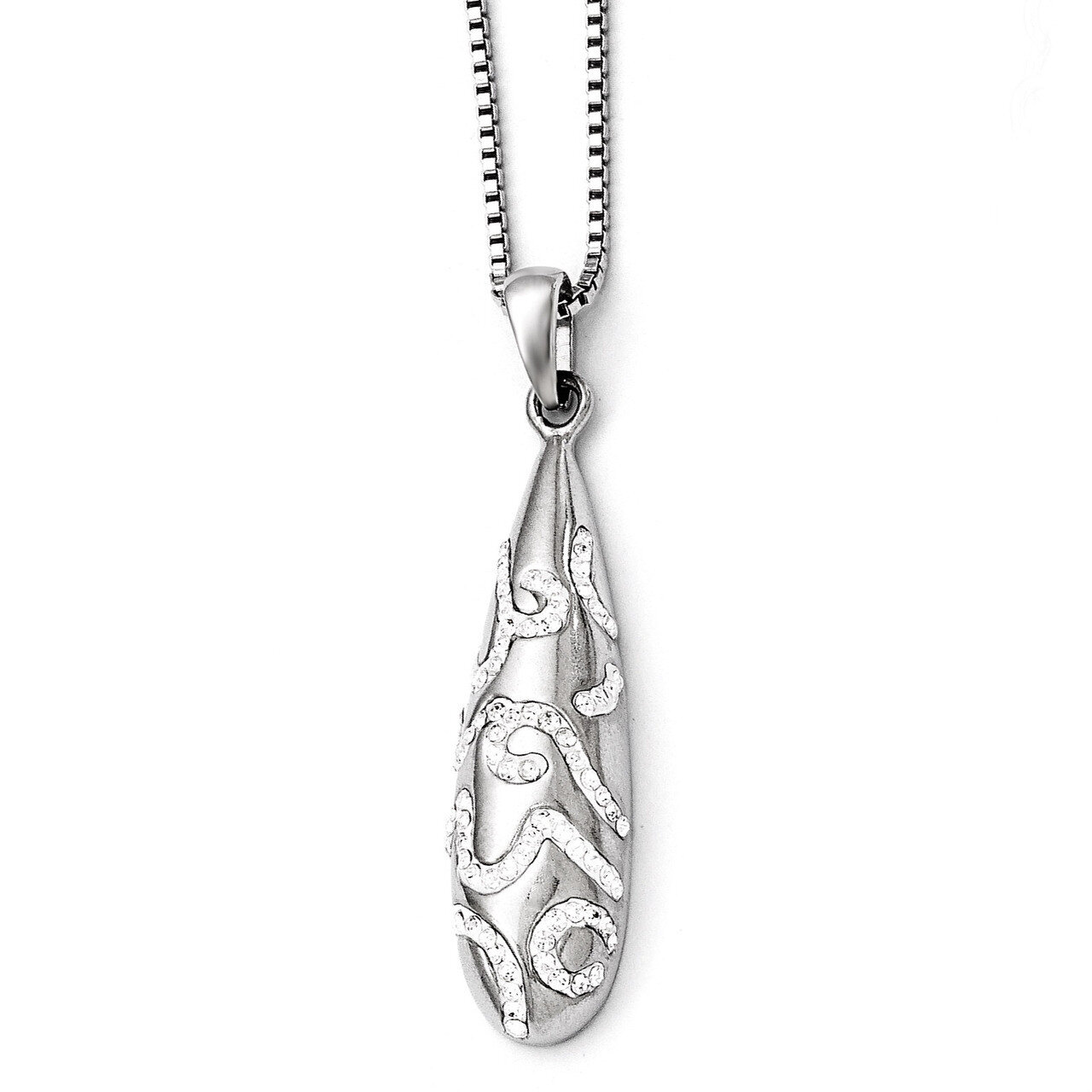 Polished Crystal Pendant Necklace - Stainless Steel SRN1774-18 by Chisel, MPN: SRN1774-18, 19110146…