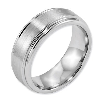 Satin and Polished Ridged Edge 8mm Band - Cobalt CC36 by Chisel, MPN: CC36, 886774028361