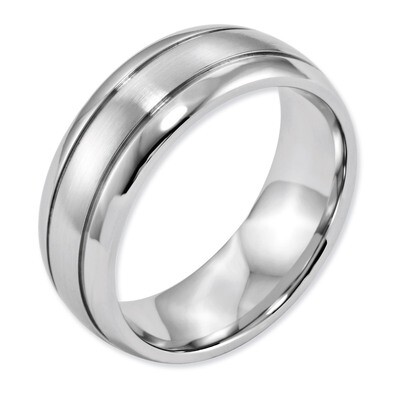 Polished and Satin Grooved 8mm Band - Cobalt CC38 by Chisel, MPN: CC38, 886774028583