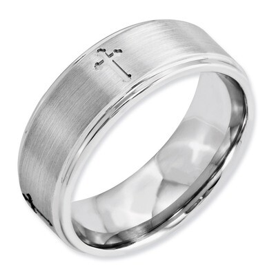 Satin and Polished Ridged Edge 8mm Band - Cobalt CC42 by Chisel, MPN: CC42, 886774029078