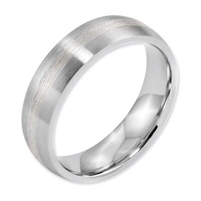 Sterling Silver Inlay Satin 6mm Band - Cobalt CC43 by Chisel, MPN: CC43, 886774029245