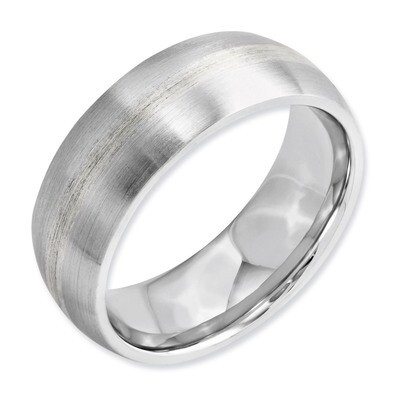 Sterling Silver Inlay Satin 8mm Band - Cobalt CC47 by Chisel, MPN: CC47, 886774029719