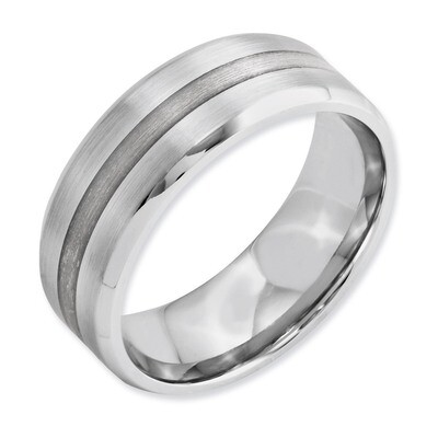 Sterling Silver Inlay Satin Polished Beveled Edge 8mm Band - Cobalt CC48 by Chisel, MPN: CC48, 8867…